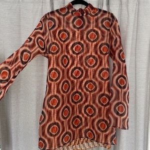 Zara Printed Organza Mini Dress NWOT